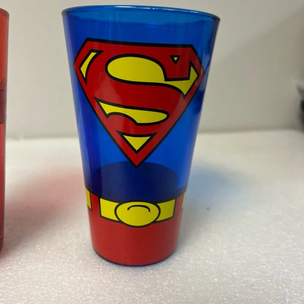 Red & Blue Superman Pint Glass Set Man Of Steel 16oz DC Comics